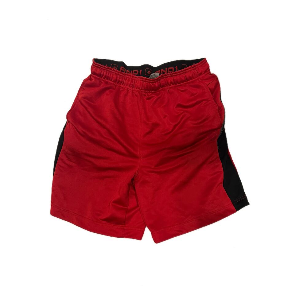 AND1 Red Black Basketball Shorts Mens L